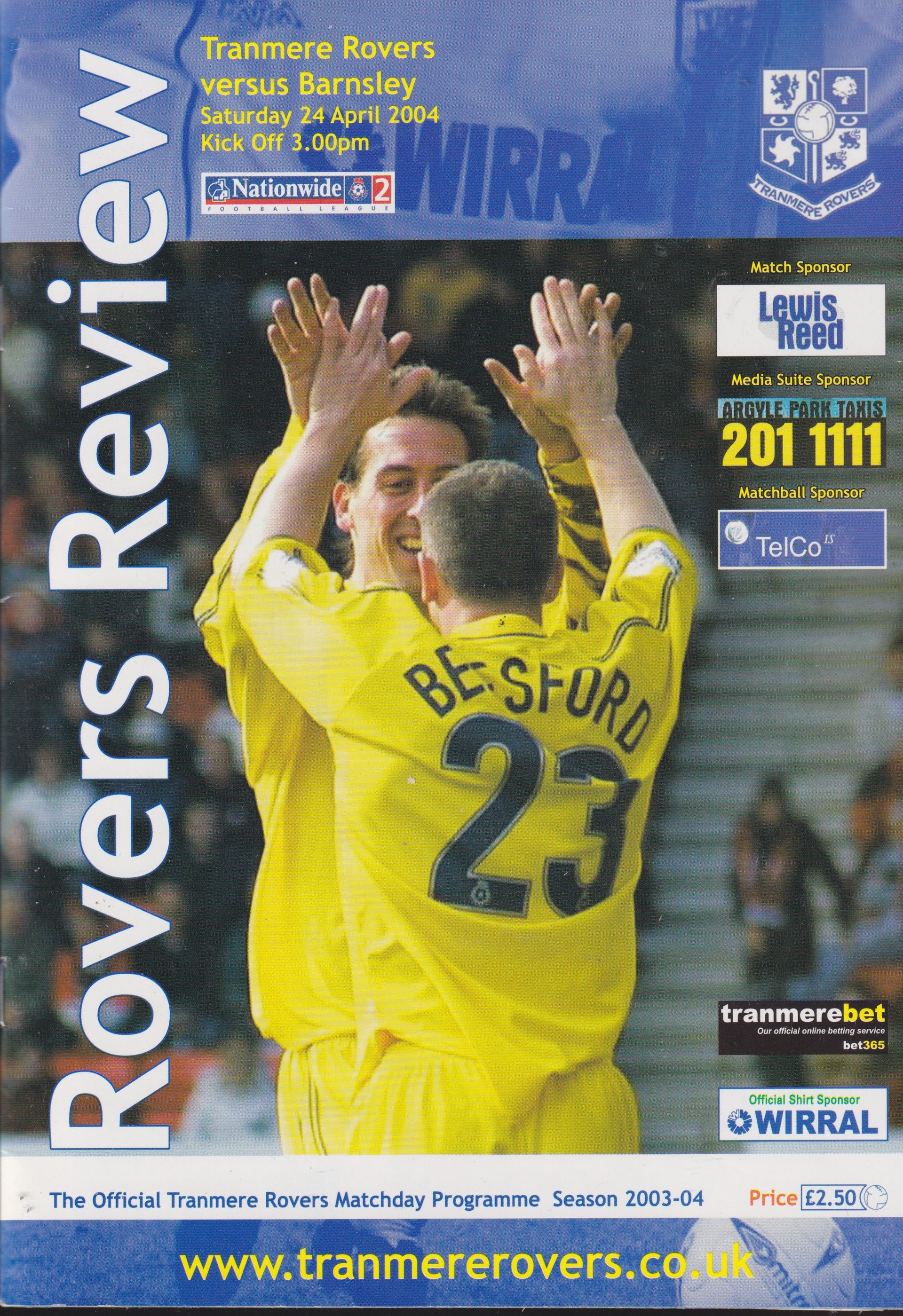 Tranmere Rovers v Barnsley match programme